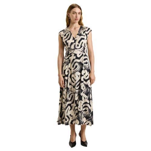 Veronika Maine Black Abstract Brush Midi Dress